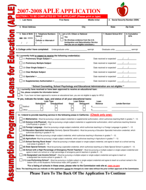 2007-2008 APLE Application