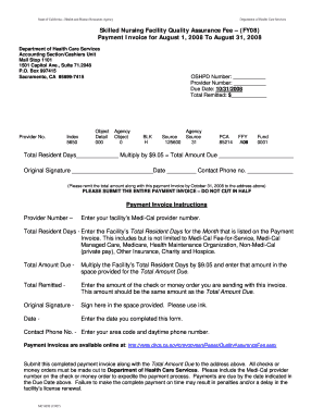 Skilled Nursing Facility Quality Assurance Fee Payment Invoice