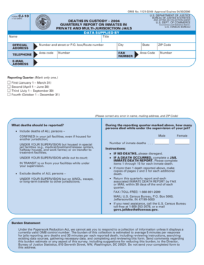 US Department of Justice Form CJ-10