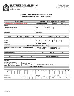 California Permit Violation Referral Form