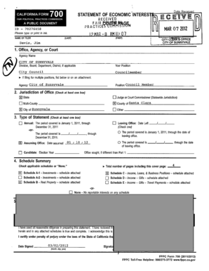 California Form 700 Statement of Economic Interests