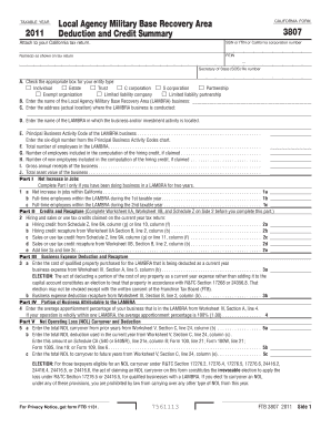 California Form 3807 Deduction and Credit Summary
