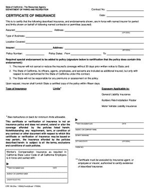 California Certificate of Insurance