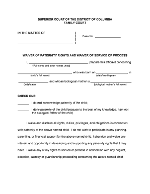 arizona waiver of paternity form