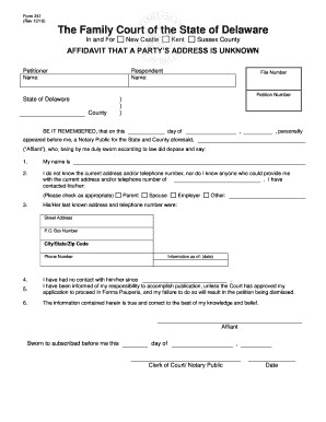 Form 241 Affidavit That A Partys Address Is Unknown