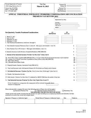 nevada 2011 annual industrial insurance premium tax reconciliation form