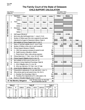 Delaware Child Support Calculation Form