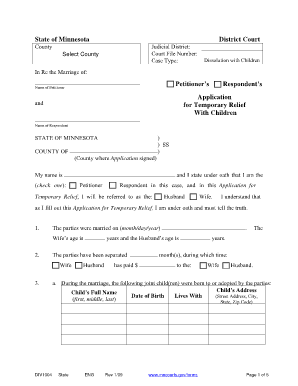 Minnesota Dissolution with Children Form