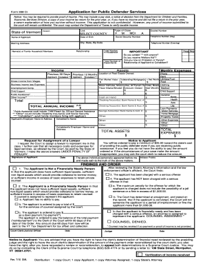 Application For Public Defender Services