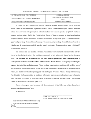 order for mediation forms fourth judicial district iowa