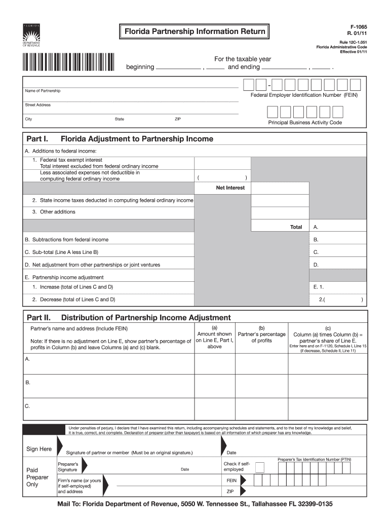 florida f 1065 instructions Preview on Page 1.