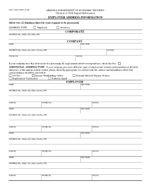 Arizona Employer Address Information Form
