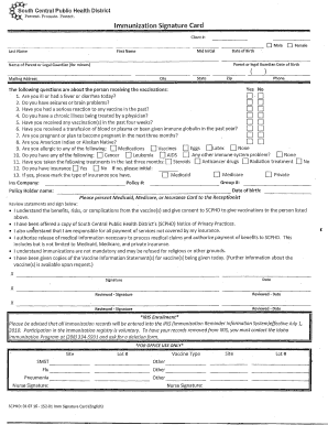 immunization card form