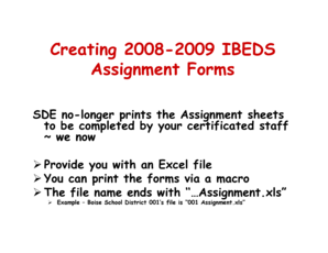 2008-2009 IBEDS Assignment Forms