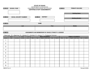 Idaho Certified Staff Assignments Form
