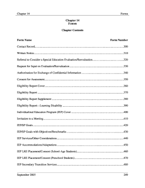 Special Education Evaluation/Reevaluation Forms