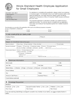 Illinois Standard Health Employee Application