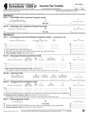 Illinois Schedule 1299-D Income Tax Credits