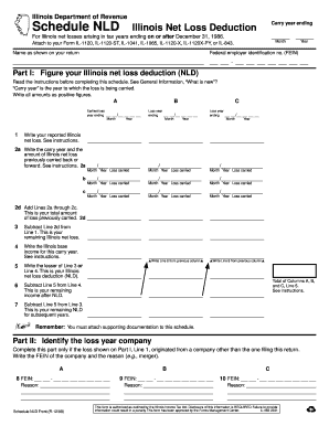 Illinois Net Loss Deduction Schedule NLD