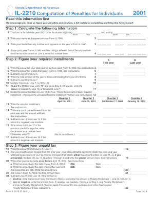 Illinois IL-2210 Penalty Computation Form