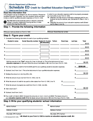 Schedule ED Credit for Qualified Education Expenses - tax illinois