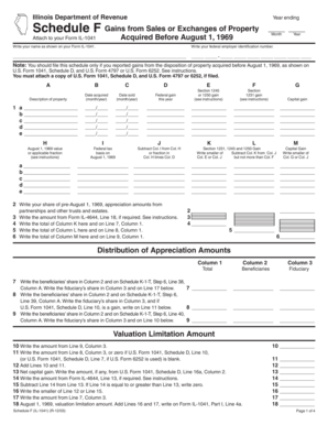 Illinois Schedule F Gains from Sales of Property