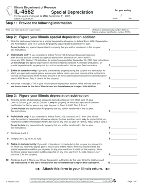 Illinois Special Depreciation Form IL-4562