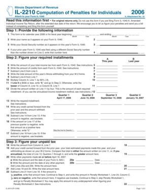 Illinois IL-2210 Penalty Computation Form