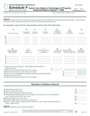 Illinois Schedule F Gains from Sales or Exchanges of Property