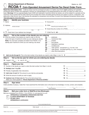 Illinois Coin-Operated Amusement Device Tax Decal Order Form