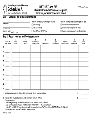 Illinois Gasoline Products Schedule A