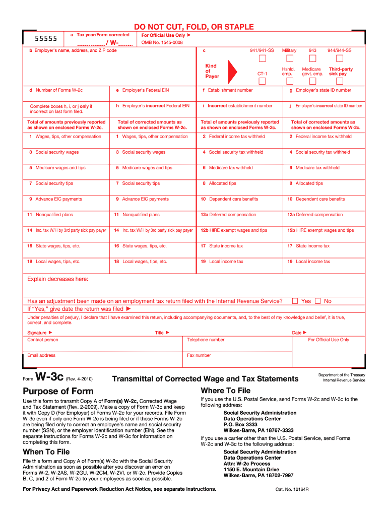 2010 form w 3c Preview on Page 1.