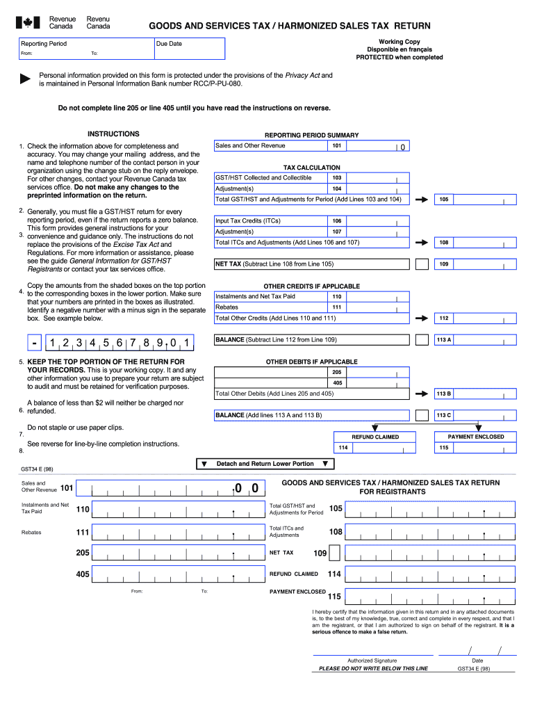 Cra Business Gst Return Form Charles Leal s Template