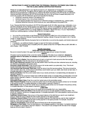 Sba personal financial statement form 413 - chase personal financial statement