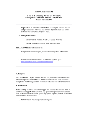 nih policies and procedure for inbound form