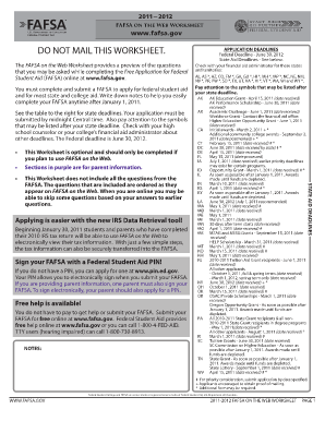 FAFSA on the Web Worksheet