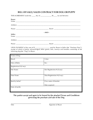 21 Printable Bill Of Sale For Dog Forms and Templates