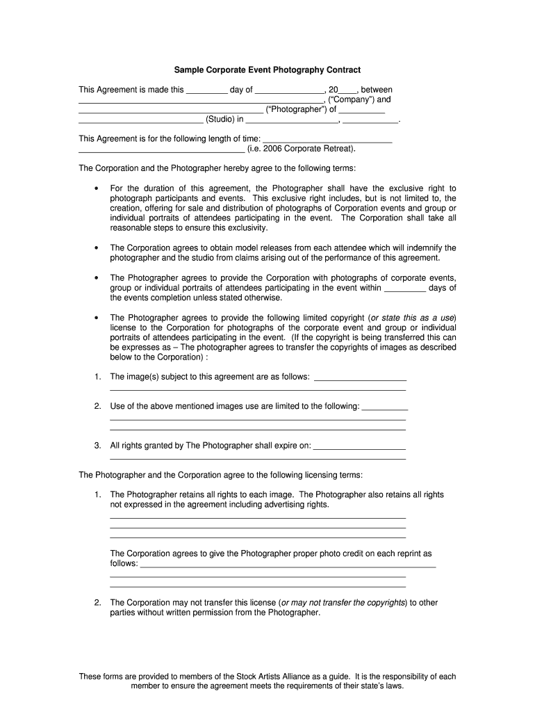 Corporate Photography Contract - Fill Online, Printable, Fillable With photography license agreement template