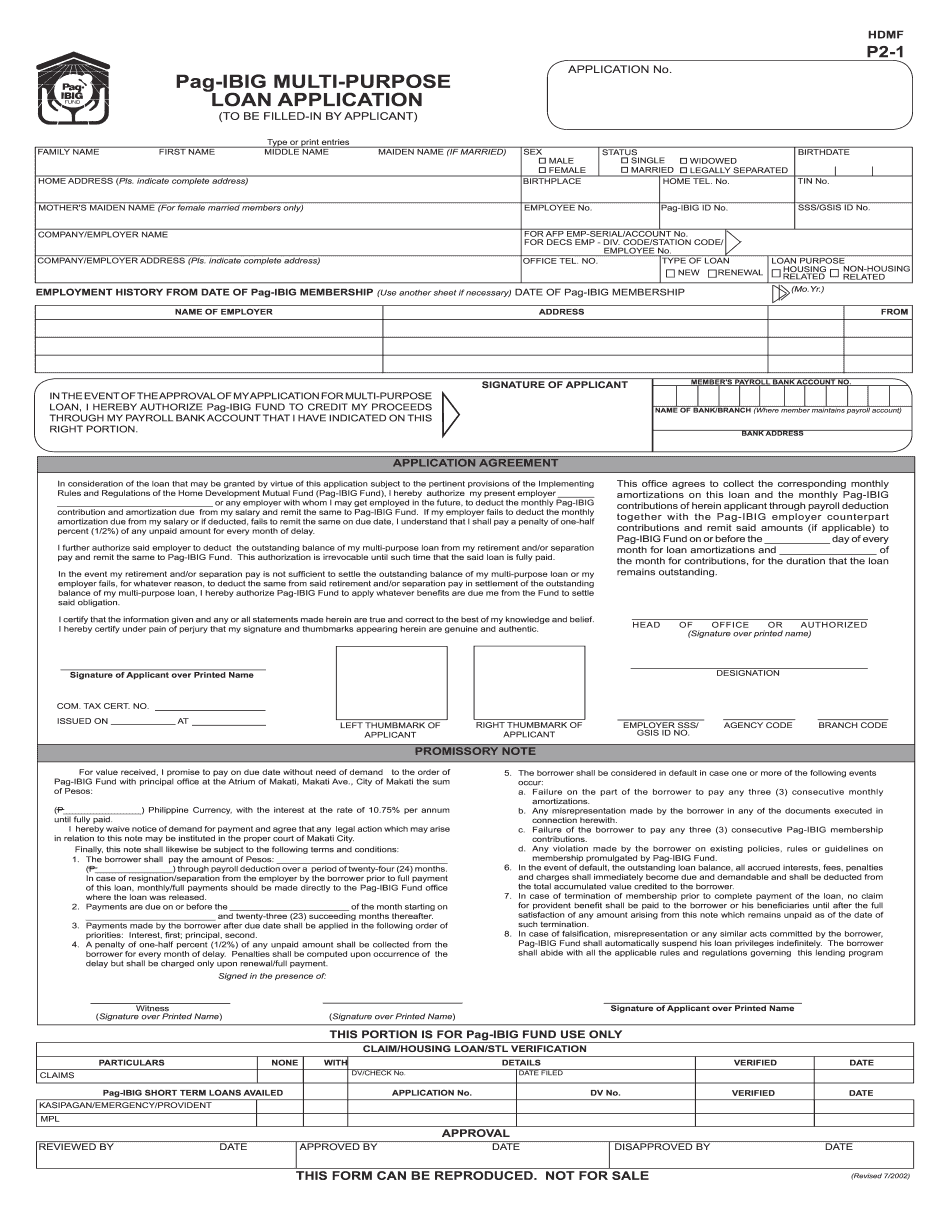 Pag IBIG Loan Application Form 