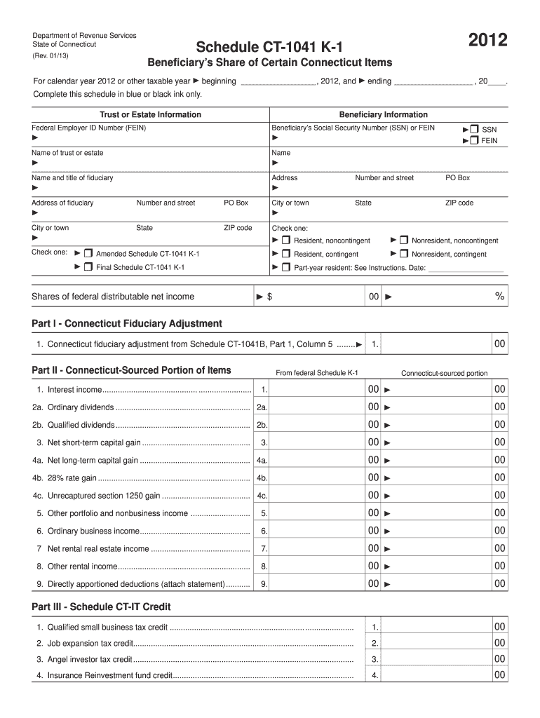 form ct 1041 k 1t 2012 Preview on Page 1