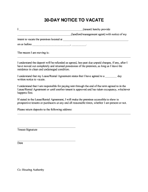 Bill Of Sale Form Sample Letter Notice Of Intent To Vacate Templates