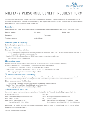 Military Personnel Onboard Credit Request Form