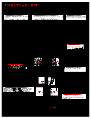 blank restaurant menu