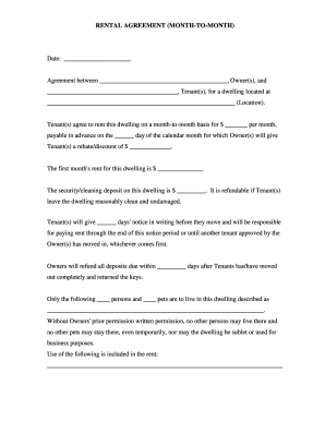 lease agreement month to month