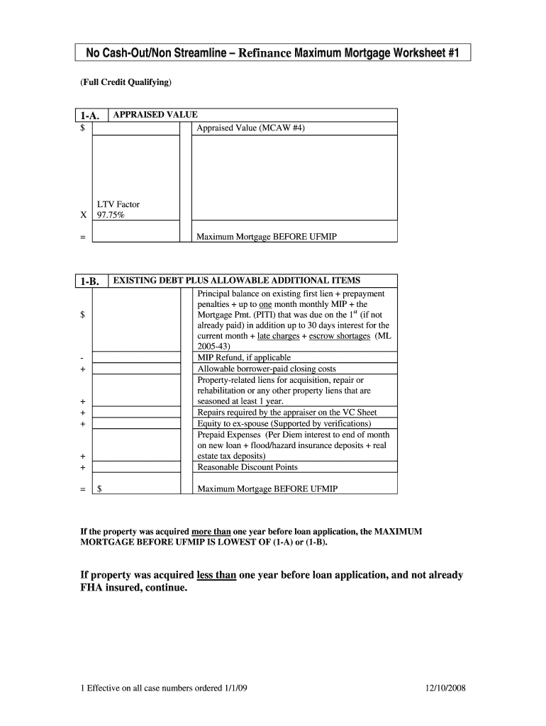 Fha Streamline Calculation Worksheet