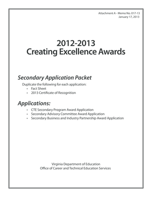 creating excellence awards form