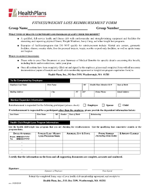 Online fillable weight loss forms