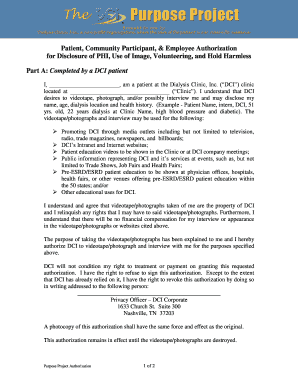 Patient and Employee Authorization for PHI Disclosure and Image Use