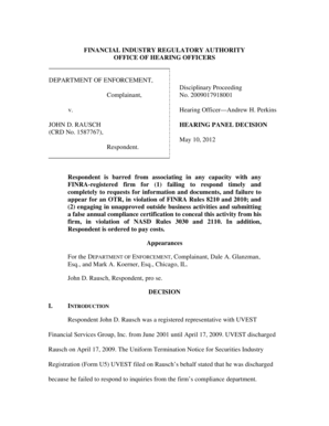 OHO Proceeding Number 2009017918001 - finra