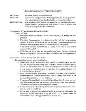 Irrevocable Dynasty Trust Agreement